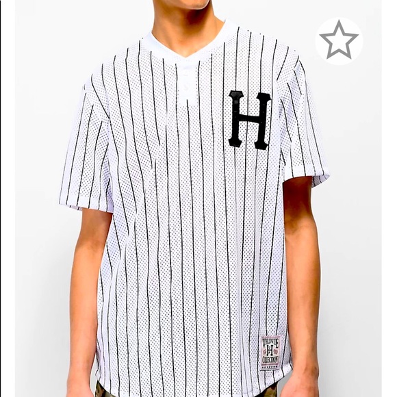 HUF Other - HUF Bronx White Henley Mesh Baseball Jersey